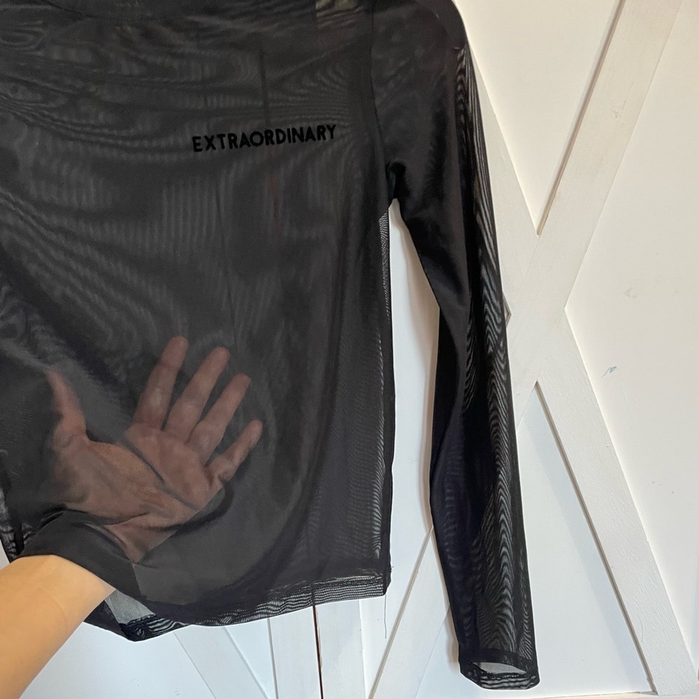Bershka Black Long Sleeve Mesh Top - Picture 5 of 6